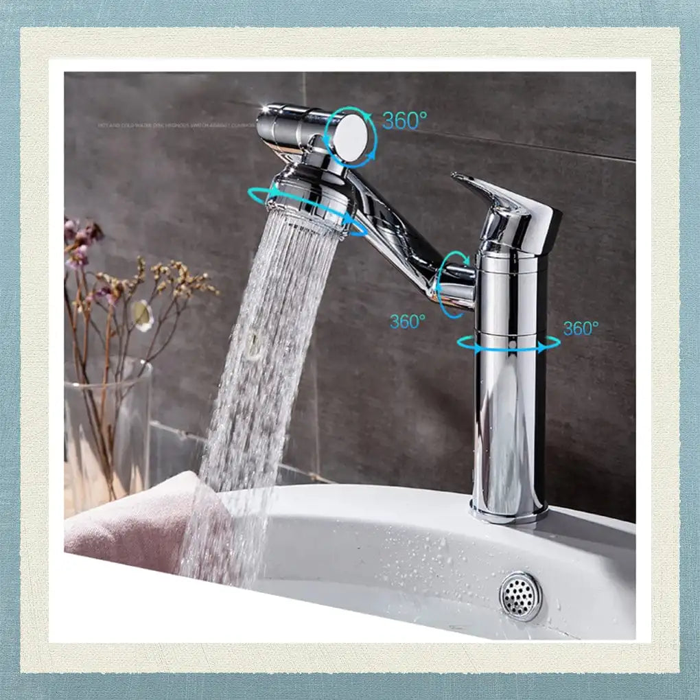 Turn your kitchen into a playful, functional space with our 360 Degree Swivel Faucet. No more awkwardly reaching or struggling to get the right angle - this faucet easily rotates for convenient use. Keep things light-hearted and fun with this unique addition to your kitchen.