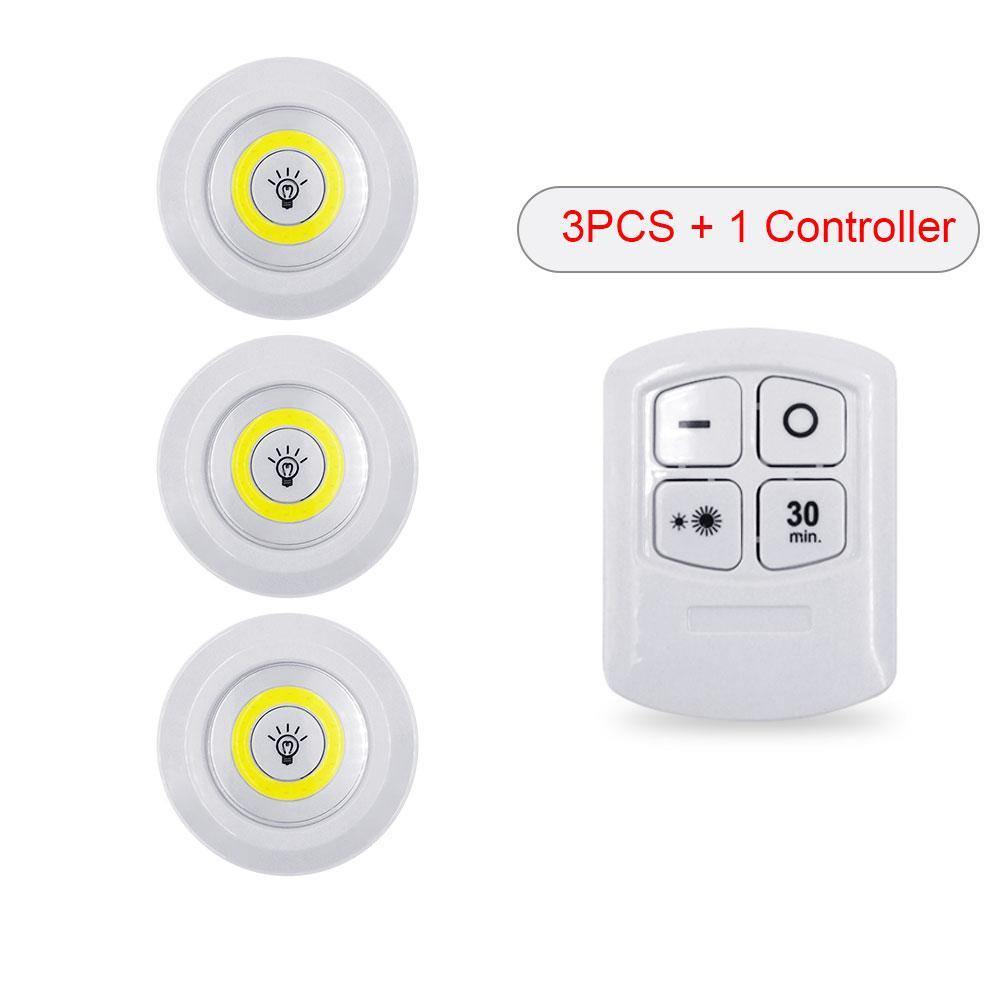 LED Under Cabinet Lights | Tap and Remote Control wireless puck lights | 3W COB LED 10 feet  150 Lumens Mounting with 3M tape Stick - mytooluse.com
