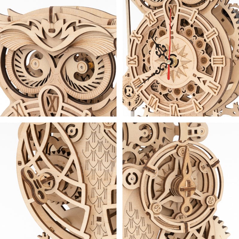 Robotime Rokr 3D Wooden Owl Clock Model - www.mytooluse.com