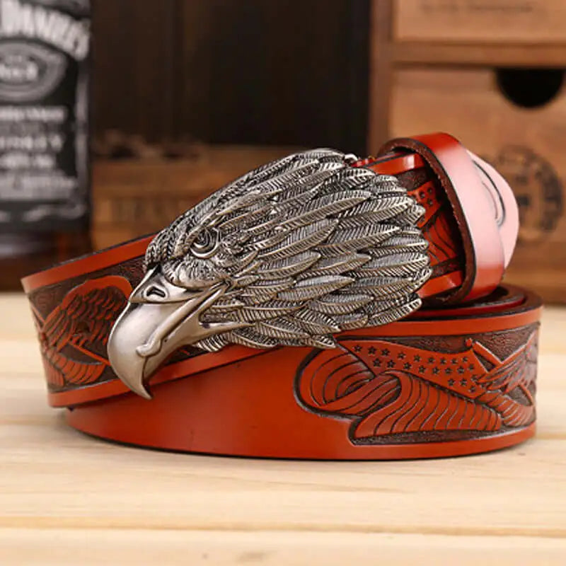 Elevate your style with our Eagle Head Leather Belt! Crafted from premium leather, this belt features a striking eagle head design that adds a touch of boldness and sophistication to any outfit. Stand out from the crowd and make a statement with this unique and stylish accessory.