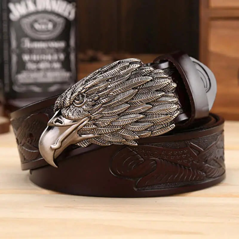 Elevate your style with our Eagle Head Leather Belt! Crafted from premium leather, this belt features a striking eagle head design that adds a touch of boldness and sophistication to any outfit. Stand out from the crowd and make a statement with this unique and stylish accessory.