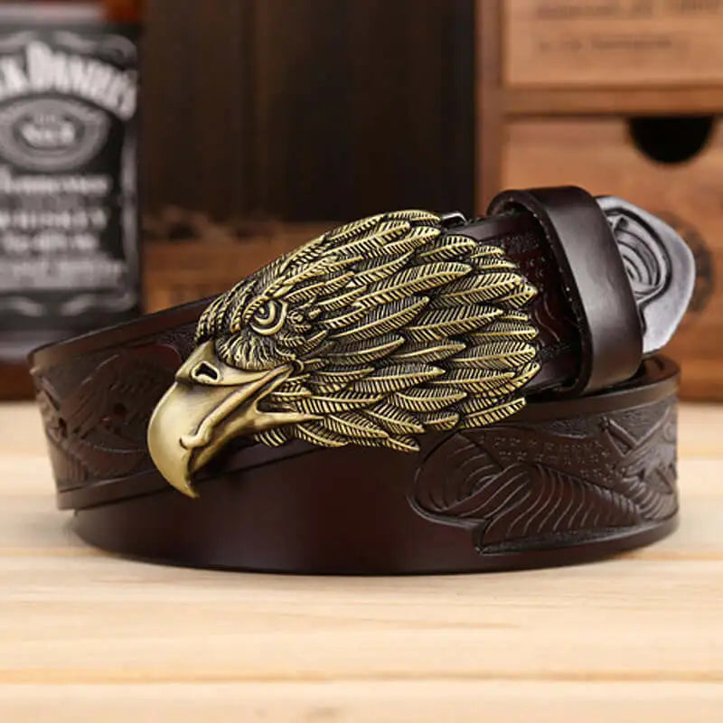 Elevate your style with our Eagle Head Leather Belt! Crafted from premium leather, this belt features a striking eagle head design that adds a touch of boldness and sophistication to any outfit. Stand out from the crowd and make a statement with this unique and stylish accessory.