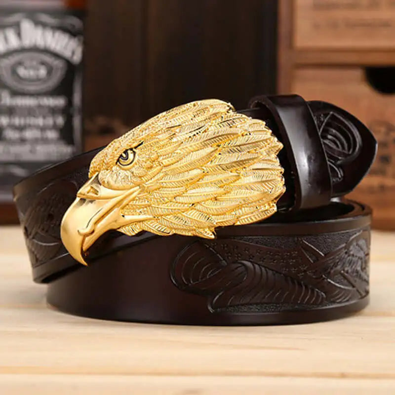Elevate your style with our Eagle Head Leather Belt! Crafted from premium leather, this belt features a striking eagle head design that adds a touch of boldness and sophistication to any outfit. Stand out from the crowd and make a statement with this unique and stylish accessory.