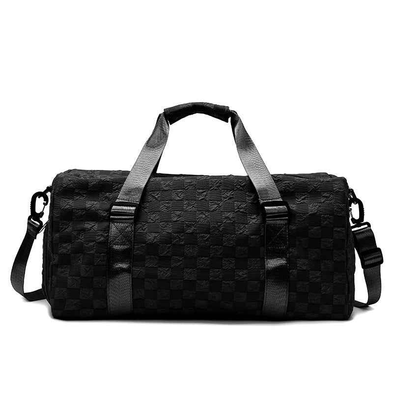 Introducing our practical Fashion Plaid Workout Gym Bag! This stylish and durable bag is perfect for all your gym essentials. With multiple compartments and a comfortable shoulder strap, you'll have everything you need for a successful workout. Stay fashionable while staying fit with our must-have gym bag.