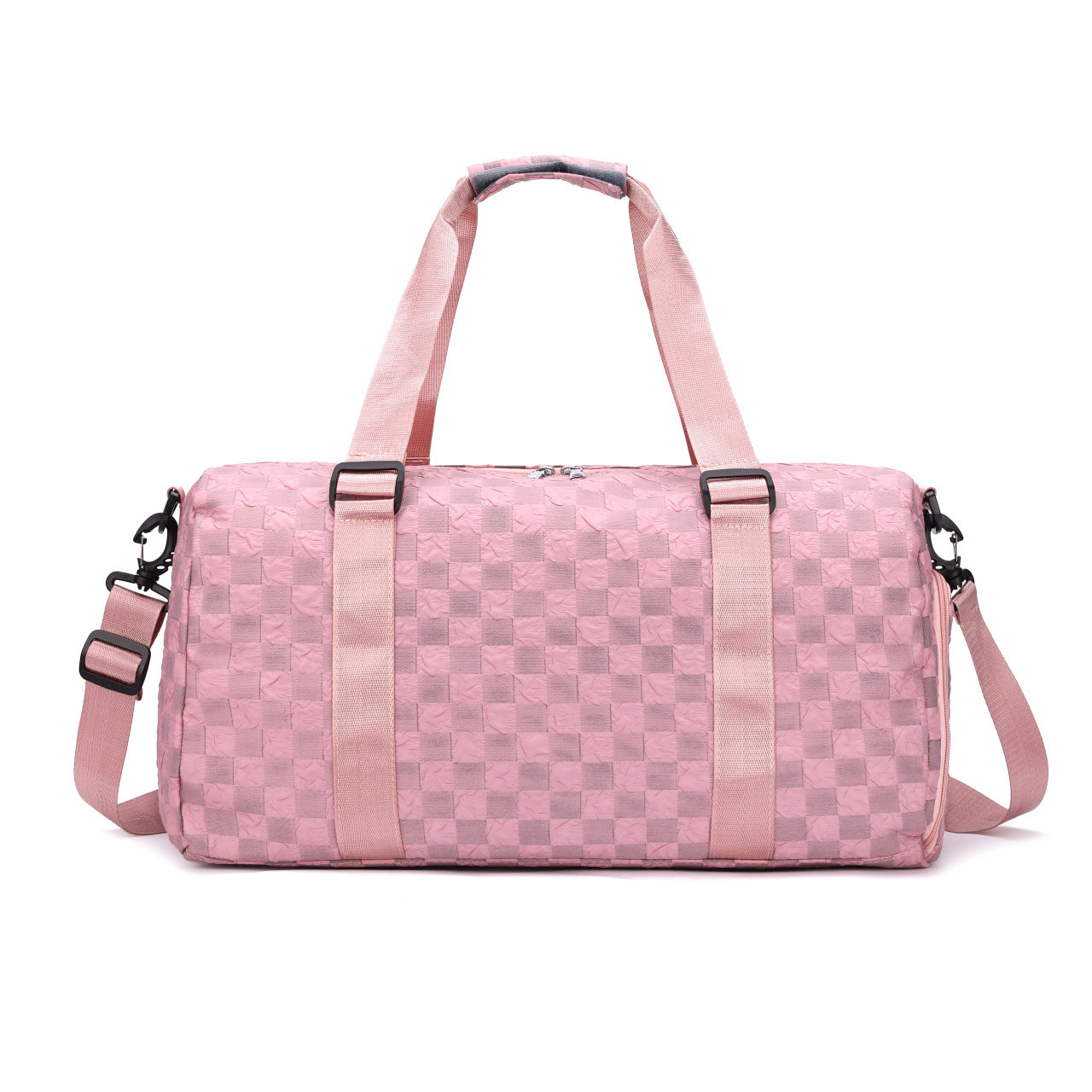 Introducing our practical Fashion Plaid Workout Gym Bag! This stylish and durable bag is perfect for all your gym essentials. With multiple compartments and a comfortable shoulder strap, you'll have everything you need for a successful workout. Stay fashionable while staying fit with our must-have gym bag.