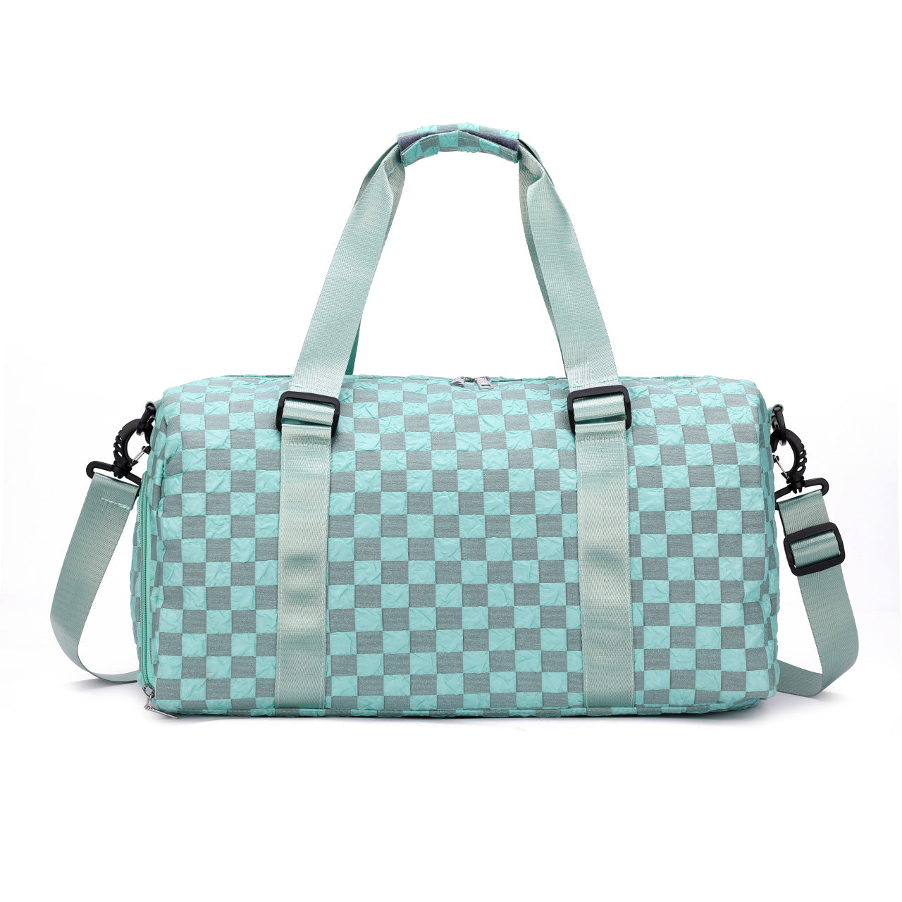 Introducing our practical Fashion Plaid Workout Gym Bag! This stylish and durable bag is perfect for all your gym essentials. With multiple compartments and a comfortable shoulder strap, you'll have everything you need for a successful workout. Stay fashionable while staying fit with our must-have gym bag.