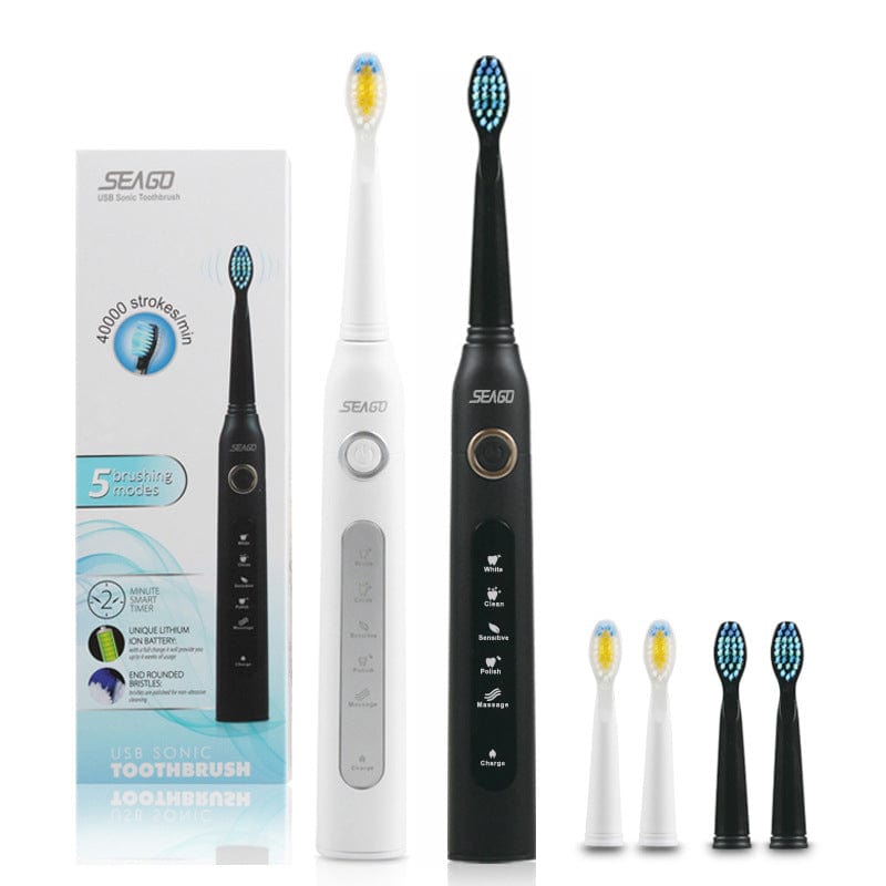 Introducing the Sonic Electric Toothbrush. Experience a new level of dental care with this innovative device that harnesses the power of sonic technology. Enjoy a thorough and gentle clean, leaving your teeth feeling refreshed and rejuvenated. Upgrade your daily routine and elevate your smile with our luxurious toothbrush