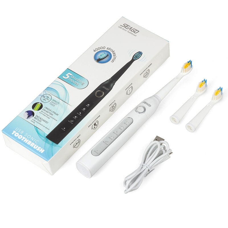 Introducing the Sonic Electric Toothbrush. Experience a new level of dental care with this innovative device that harnesses the power of sonic technology. Enjoy a thorough and gentle clean, leaving your teeth feeling refreshed and rejuvenated. Upgrade your daily routine and elevate your smile with our luxurious toothbrush