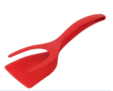 2-in-1 Spatula & Tongs-Simply Flip are designed with a non-stick coating and resistant to high temperatures. Larger than normal tongs and strong enough to tighten, turn, grill fish, beefsteak and meat, patty, pancakes.