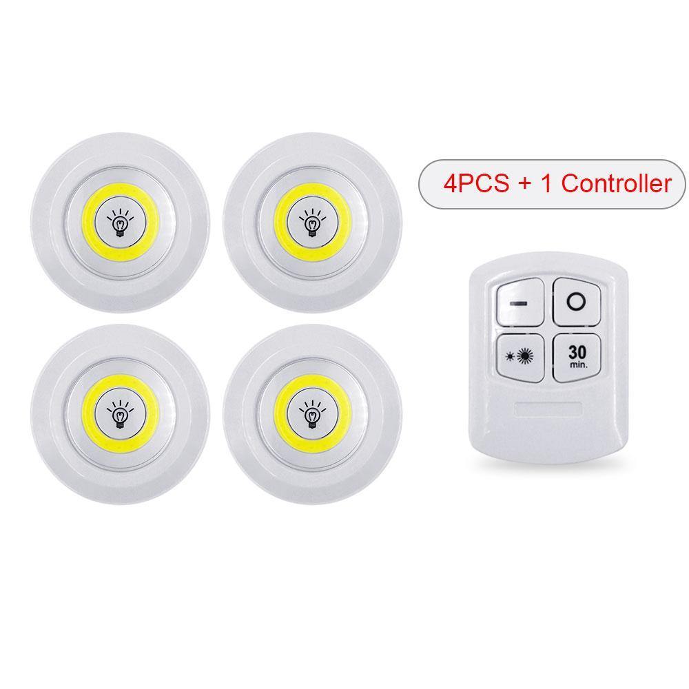 LED Under Cabinet Lights | Tap and Remote Control wireless puck lights | 3W COB LED 10 feet  150 Lumens Mounting with 3M tape Stick - mytooluse.com