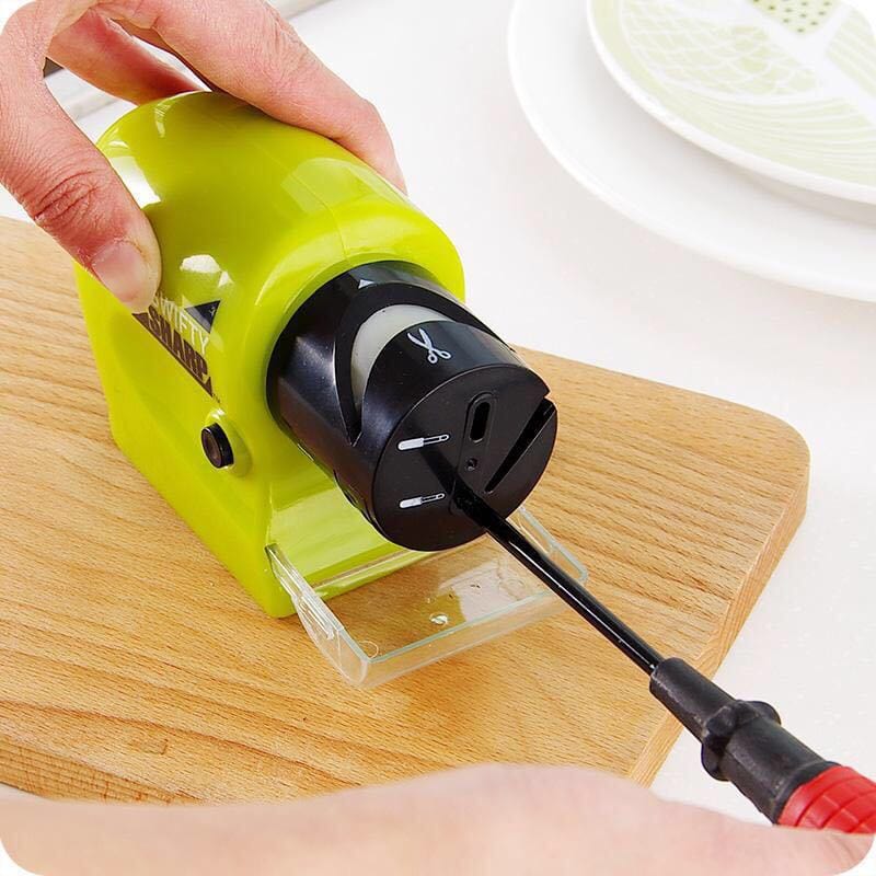 tion  Become a kitchen pro with the Electric Kitchen Sharpener! Experience sharp and precise cuts every time with our easy-to-use tool. Say goodbye to dull edges and hello to effortless slicing and dicing. Sharpen knives, scissors, and more with just one gadget. Get sharp in the kitchen today!