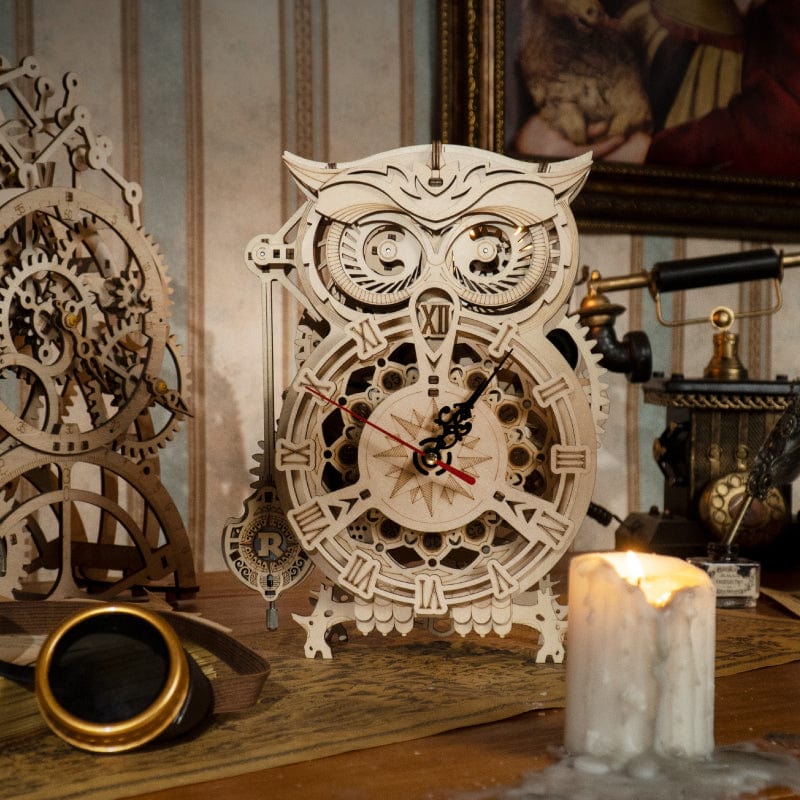 Robotime Rokr 3D Wooden Owl Clock Model - www.mytooluse.com